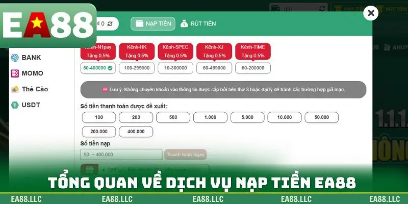 Tổng quan về dịch vụ nạp tiền EA88